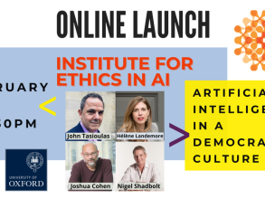 ethics in ai launch event  - graphic with images of the 4 speakers at the event